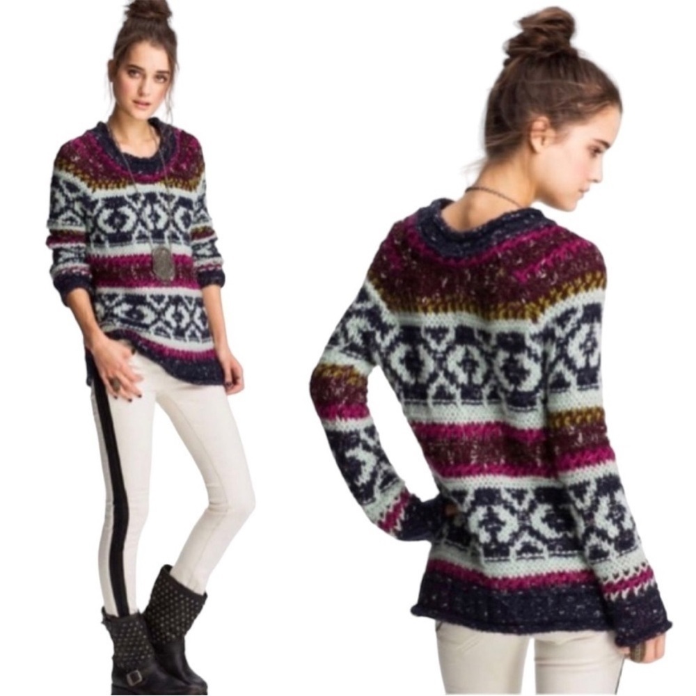 FREE PEOPLE Silver Reed Fair Aisle Sweater size small - Picture 6 of 11